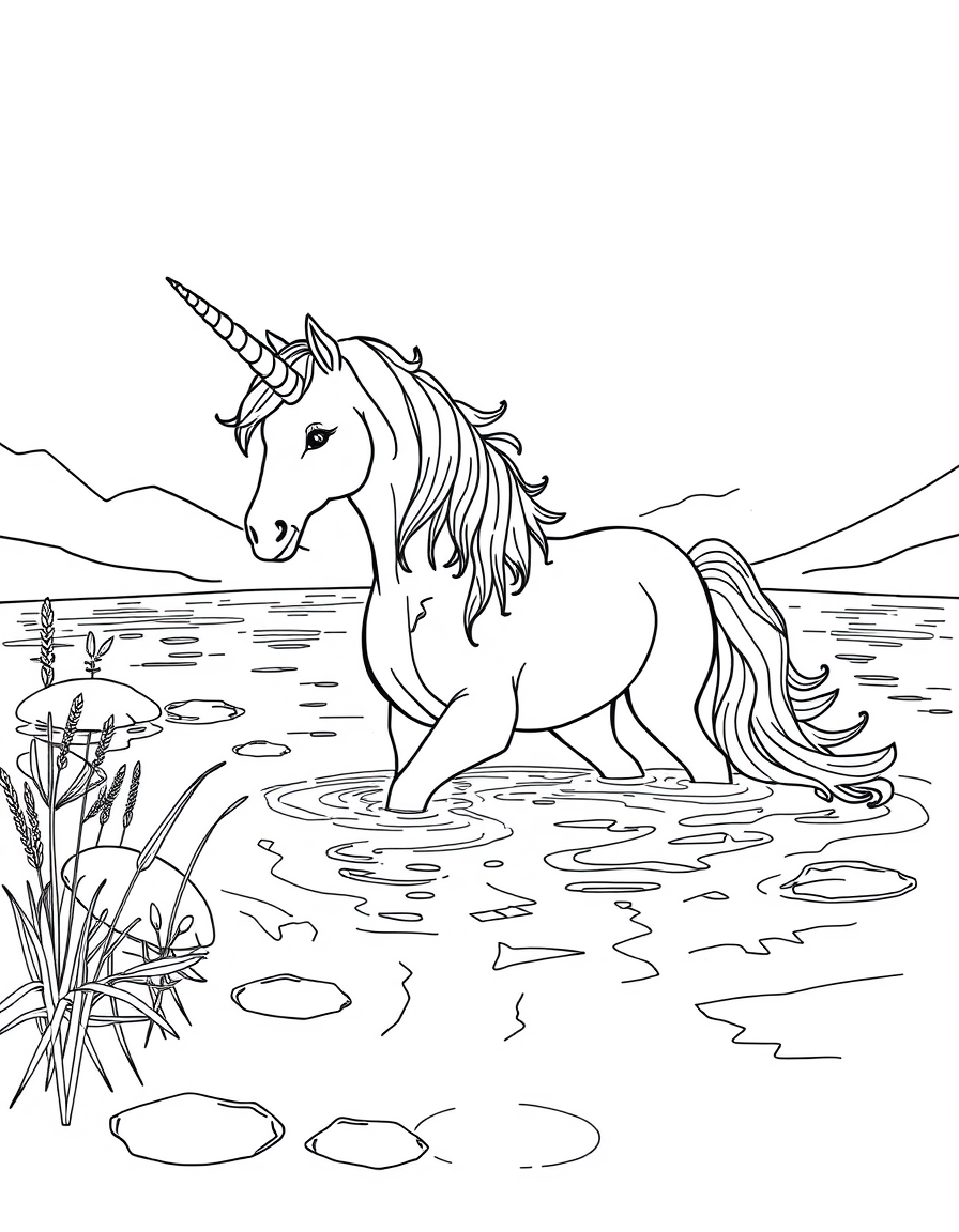 Unicorn In A Crystal Clear Lake