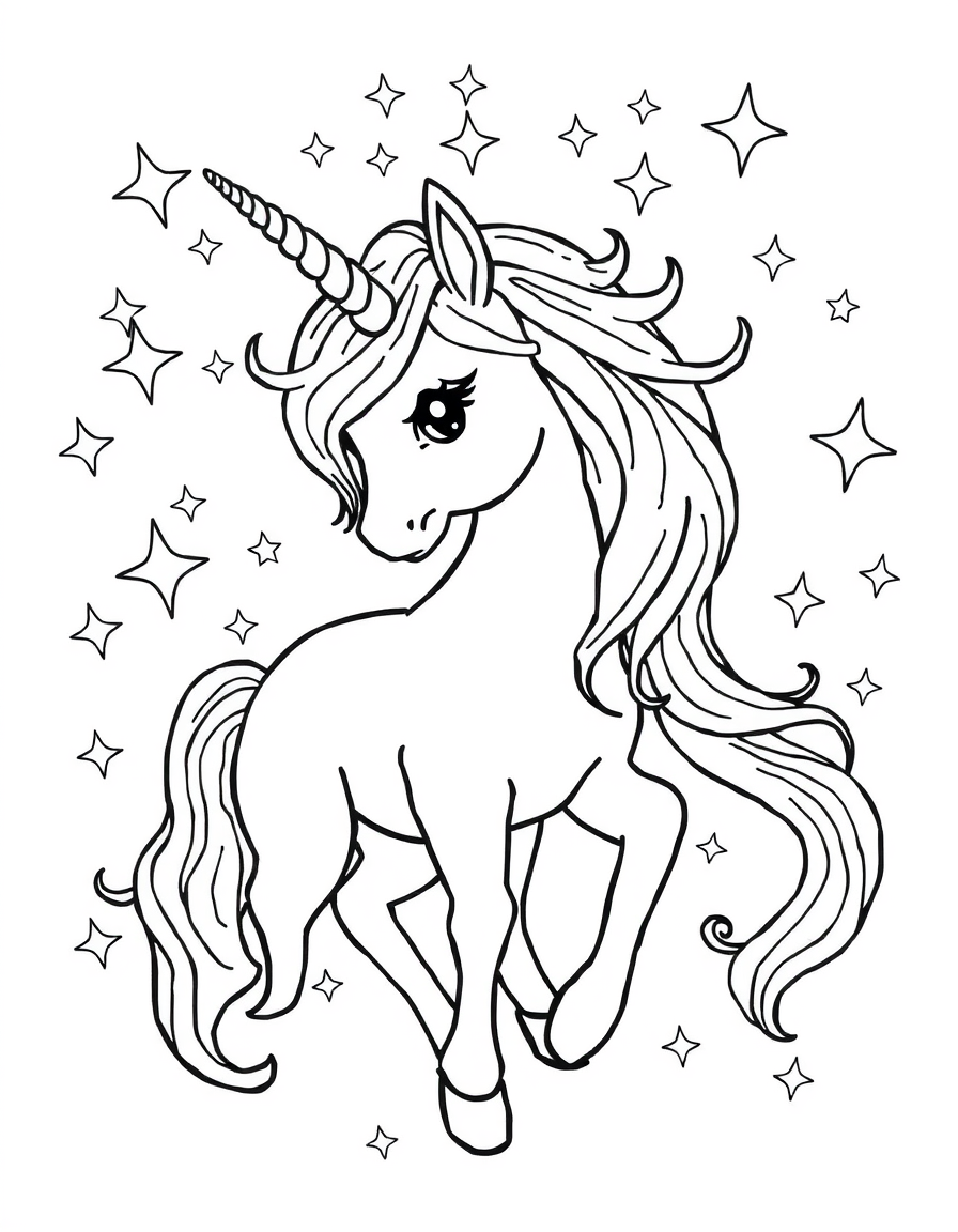 Unicorn Surrounded By Twinkling Stars