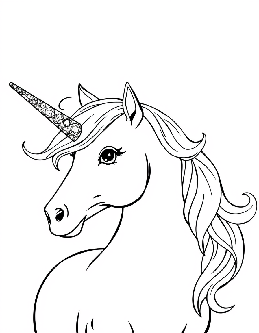 Unicorn With A Sparkling Gemstone Horn