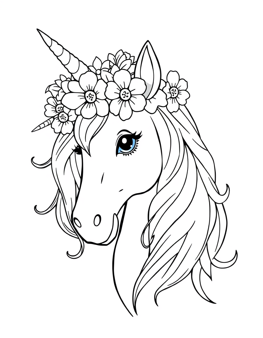 Unicorn With Blooming Flower Crown