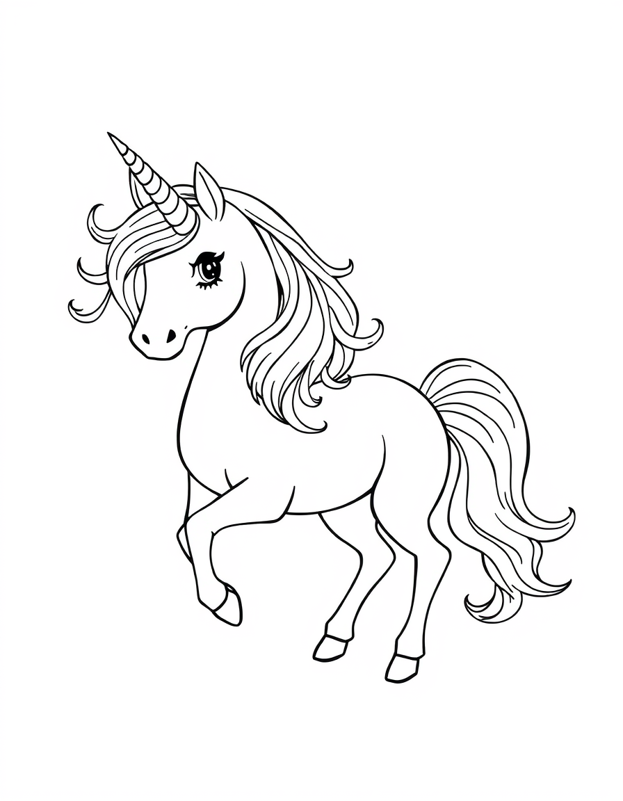 Unicorn With Flowing Rainbow Mane
