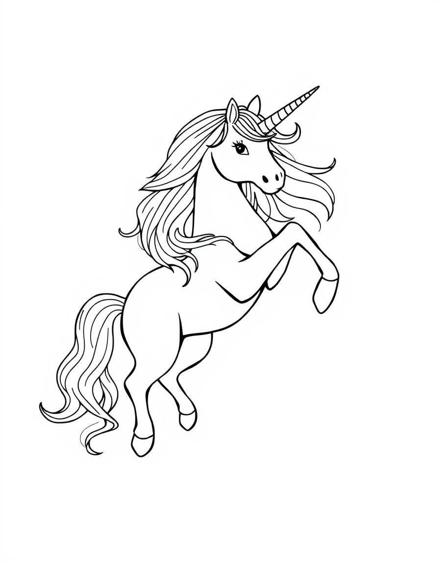 Unicorn With Rainbow Mane Flying