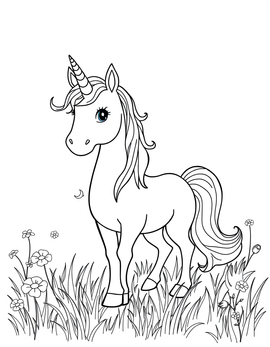 A Happy Unicorn In Meadow