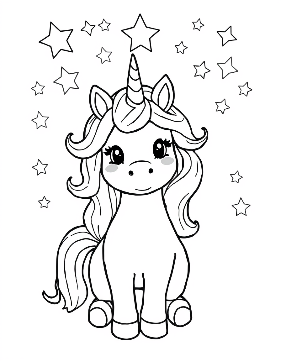 A Smiling Unicorn Under Stars