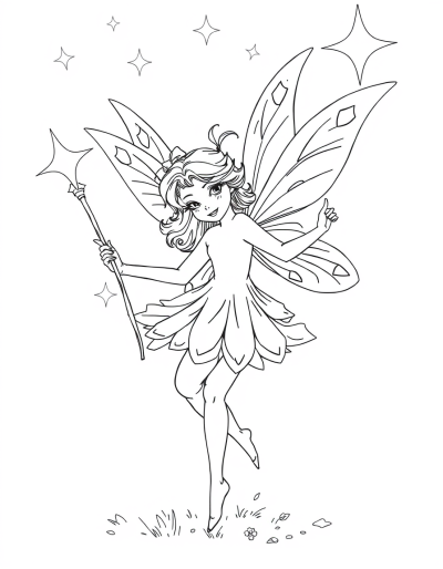 Giggling Fairy Dancing Under Starlight Sky