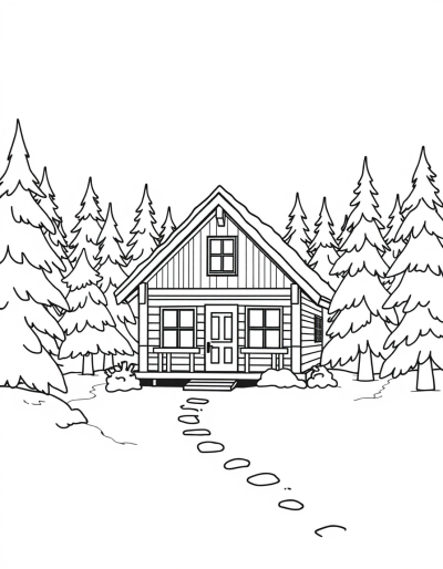 Cozy Cabin In Snowy Woods