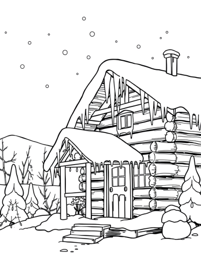 Icicles Hanging From Snowy Cabin