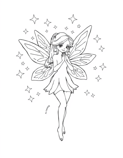 Ethereal Fairy Surrounded By Twinkling Stars