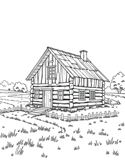An Old Fashioned Wooden Farmhouse In The Fields
