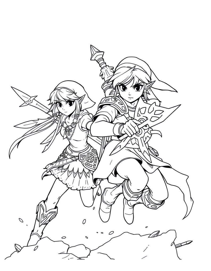 Mipha And Link In Battle