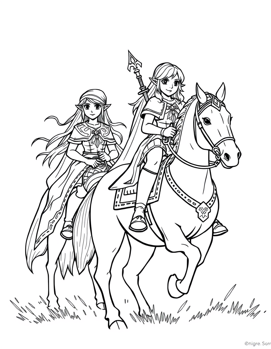 Zelda And Mipha Riding Horses