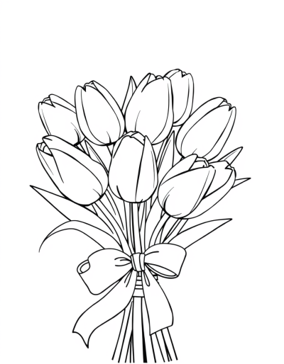 A Monochrome Bouquet Of Tulips