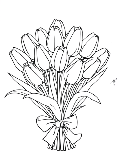 Tulips Wrapped In A Ribbon