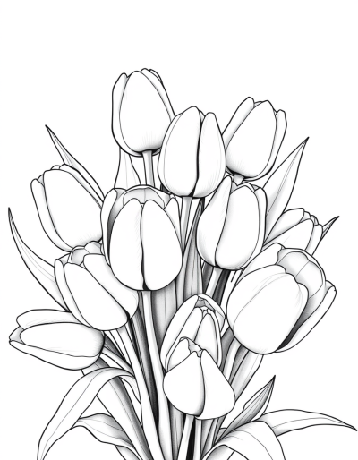Bouquet Of Tulips In Grayscale Elegance