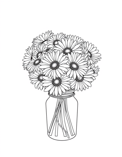 Daisies Arranged In Small Jar