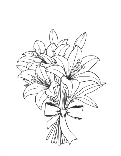 Simple Lily Bouquet With Ribbon