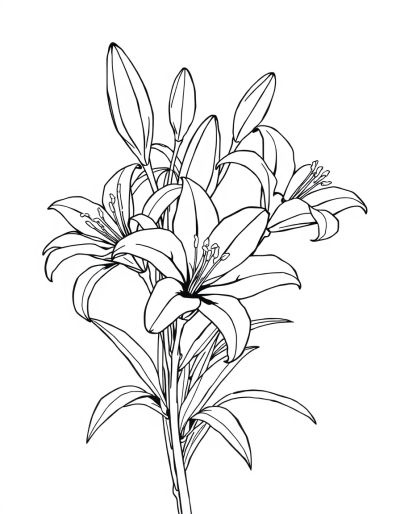 Outline Of Lilies Ready To Bloom