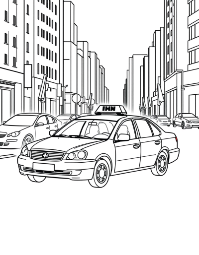 Yellow Taxi Cab In City