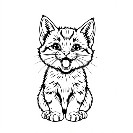 Excited cat Coloring Pages