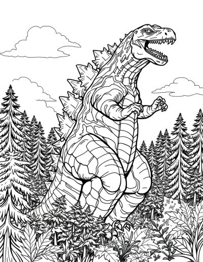 Godzilla Rampaging Through A Forest