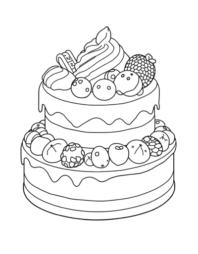 Fresh Berries And Cream On Cake