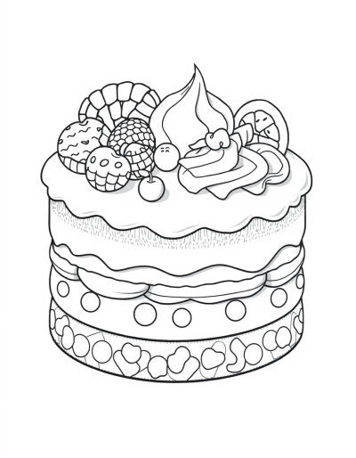 Whipped Cream And Fruits On Cake