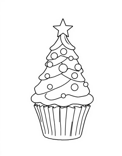 Cupcake In The Shape Of A Christmas Tree