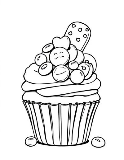 Add A Mix Of Candies And Cookies On Top Of The Cupcakes