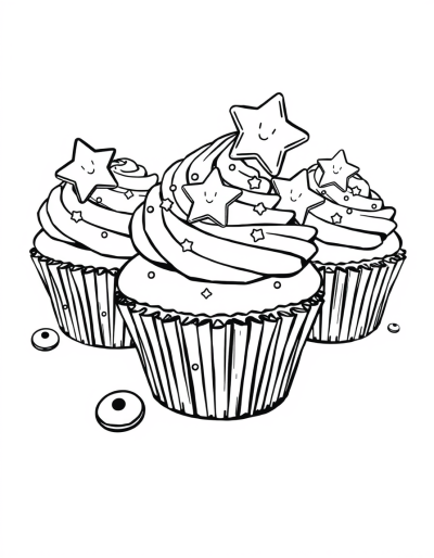 Color The Cupcakes With A Galaxy Theme And Sprinkle With Cookie Stars