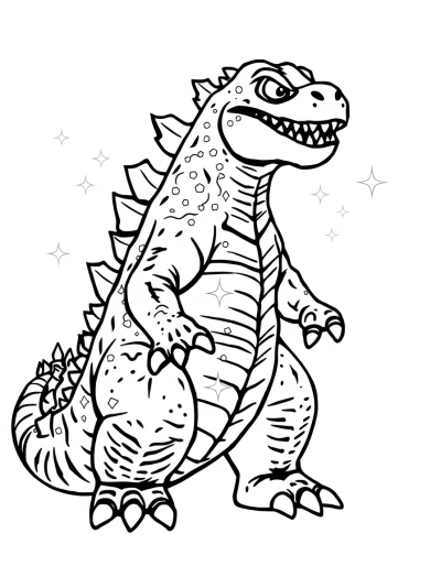 Easy For Kids To Color Godzilla With Sparkles