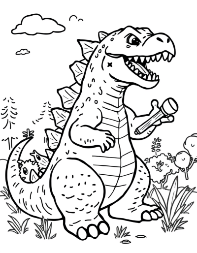 Adorable Godzilla Playing Catch With Friends