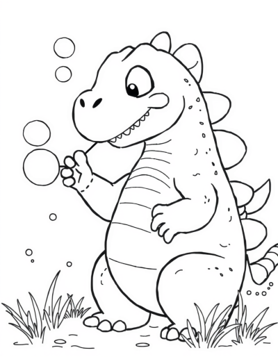 Playful Godzilla Blowing Bubbles With Excitement