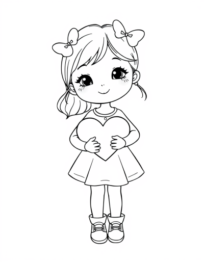A Cute Girl Holding A Heart