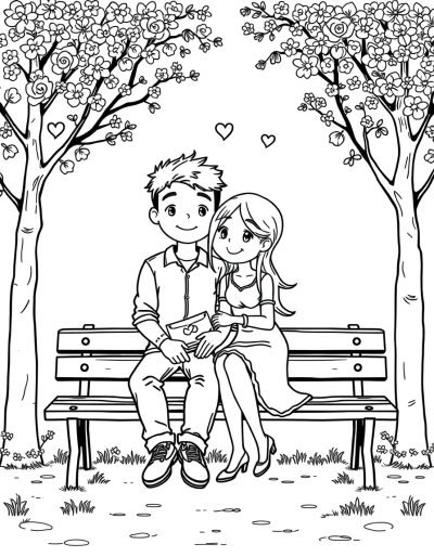 A Cute Lover Sitting On A Bench