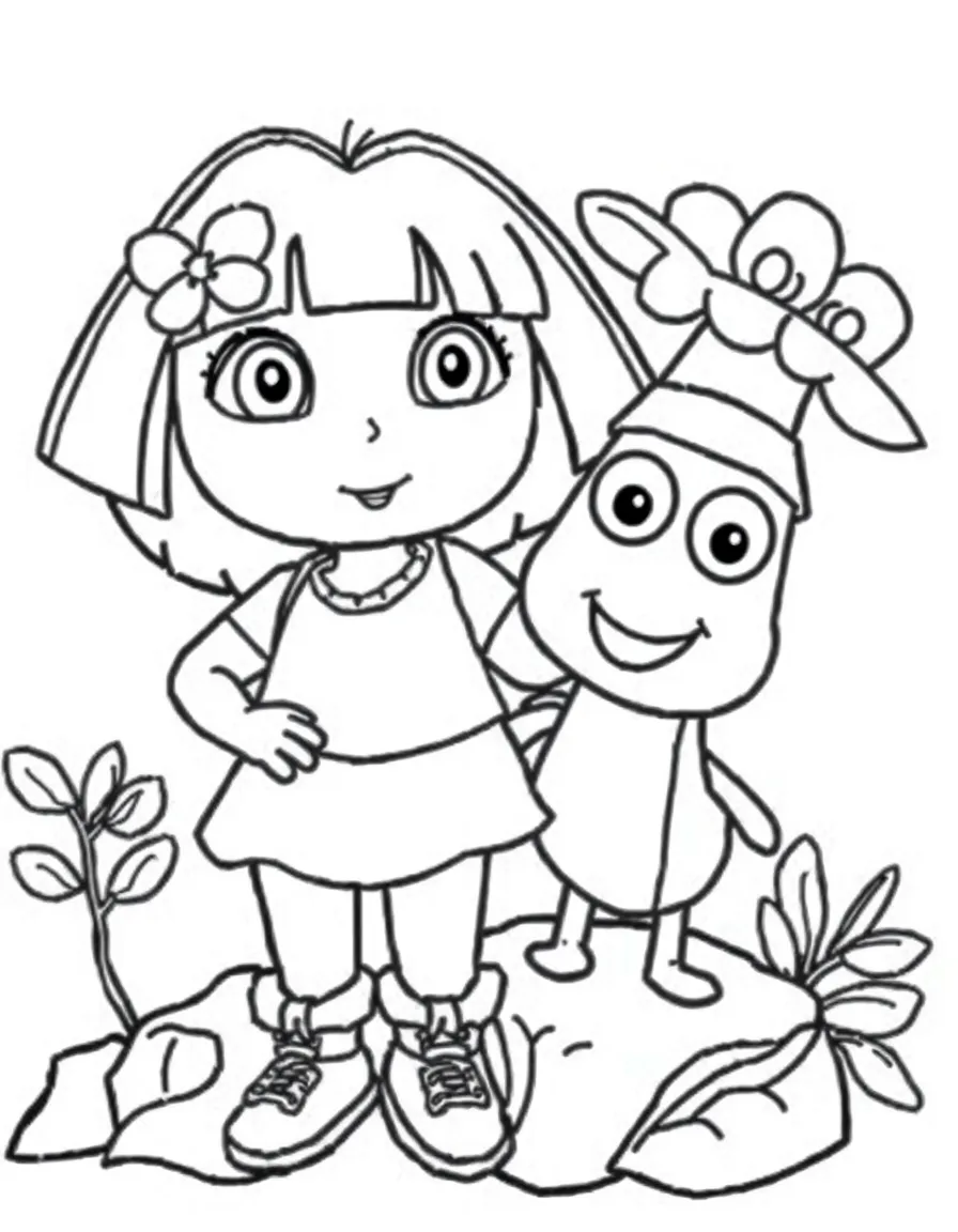 Dora And Boots Coloring Page