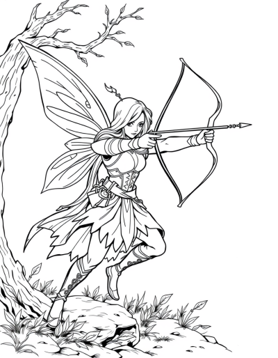 Fantasy Archer Shooting At Target