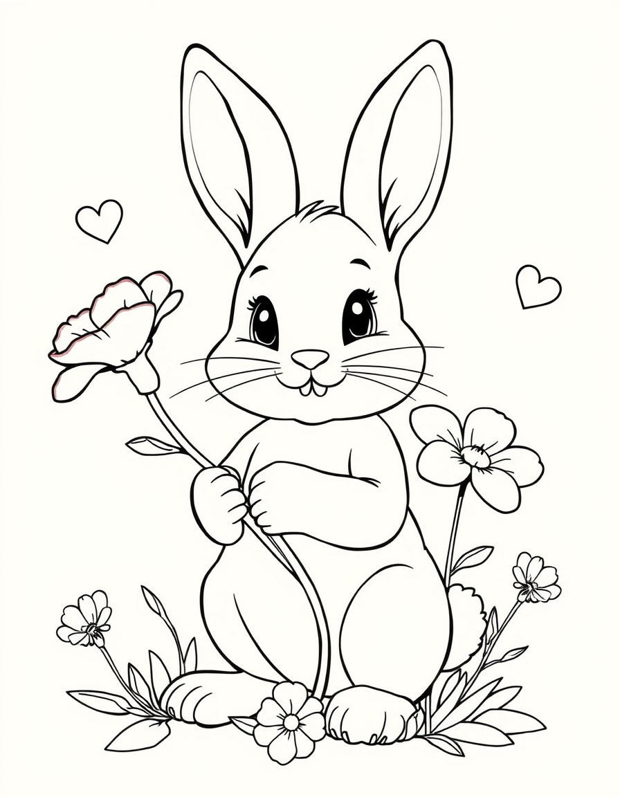 Adorable Bunny Holding A Flower