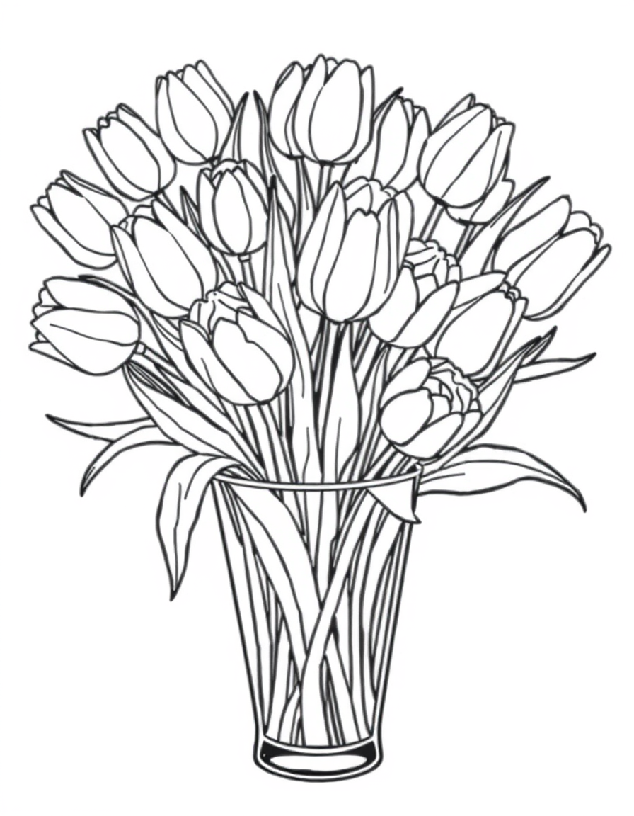 Elegant Vase Filled With Tulips