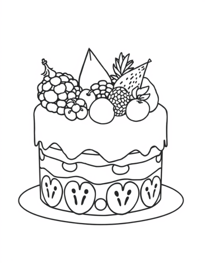Color The Fruits On The Cake