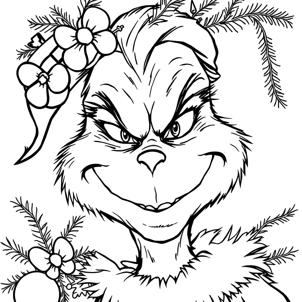 grinch face coloring page