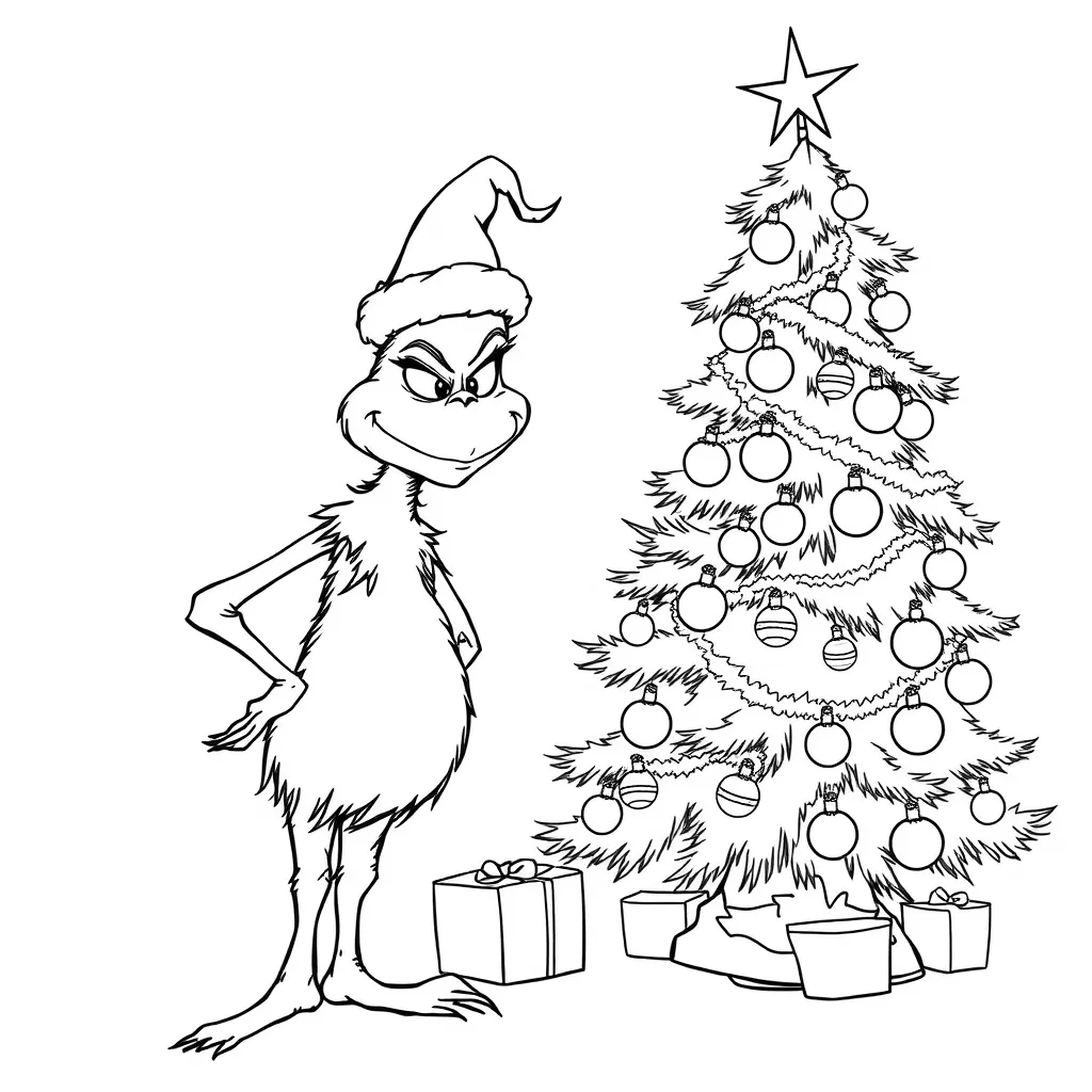 Grinch coloring Pages easy line