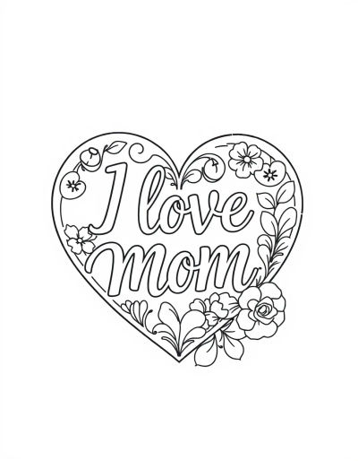 Heart Shaped Card With 'I Love Mom'