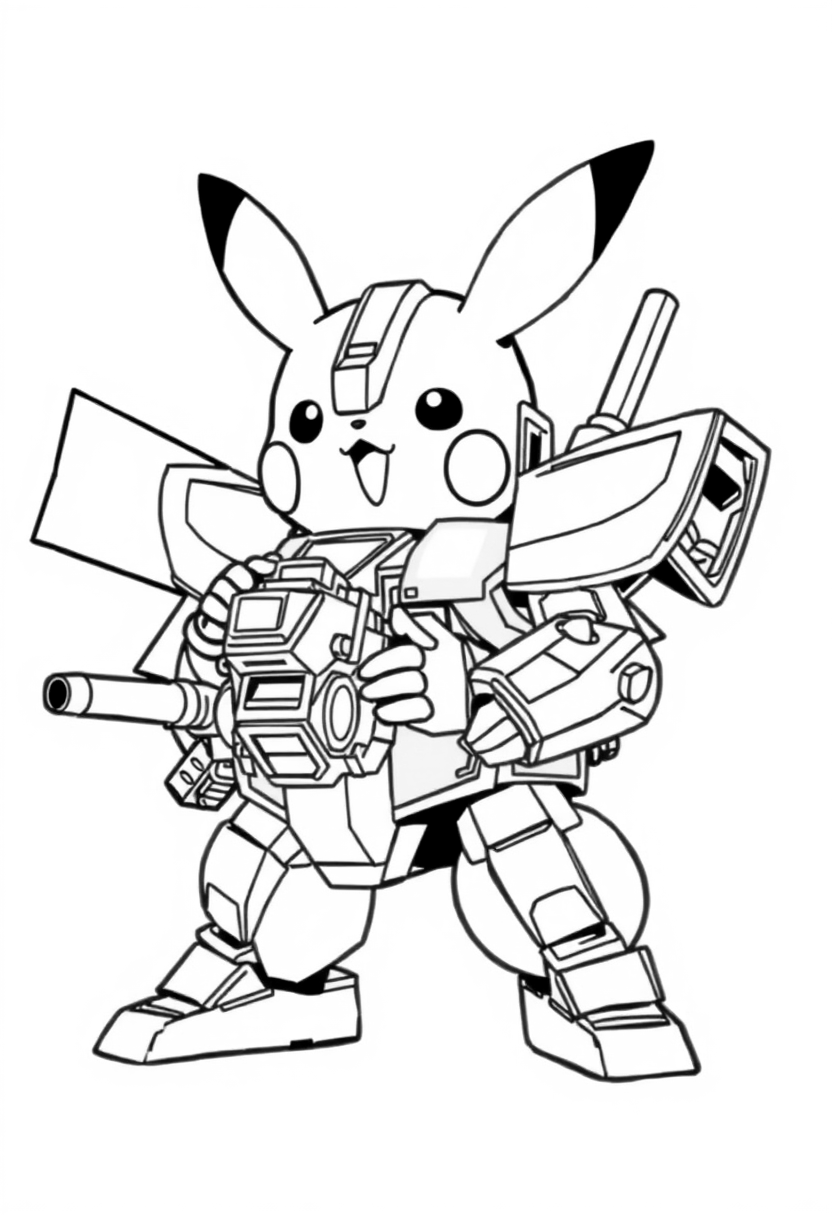 Pikachu controls the Gundam