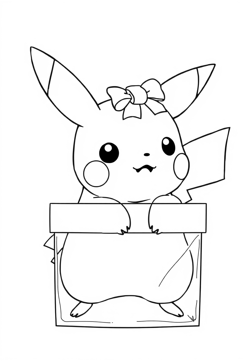 Pikachu is placed in a transparent gift box