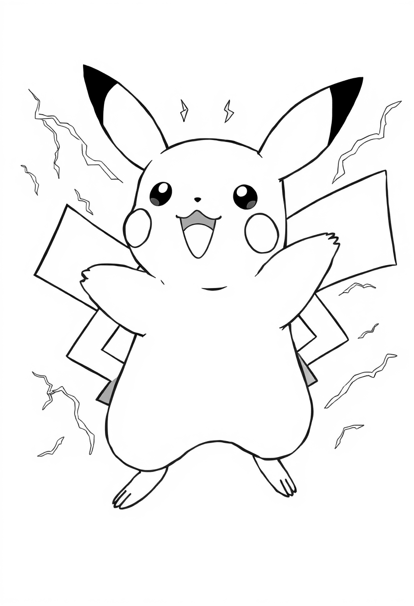 Pikachu releases 100000 volts coloring page