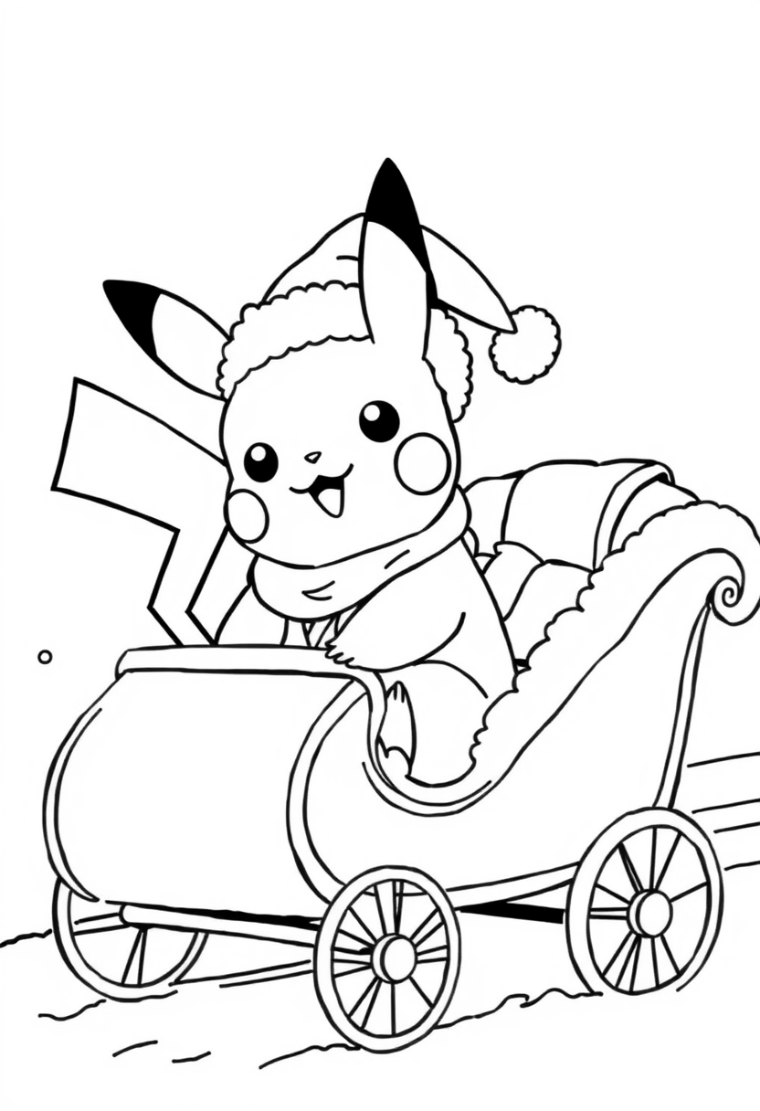 Pikachu took a ride on Santa carriage