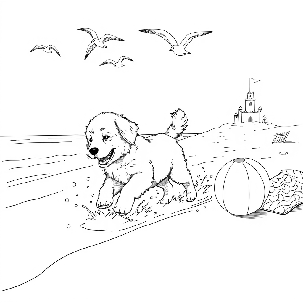 puppy-runs-along-the-shoreline