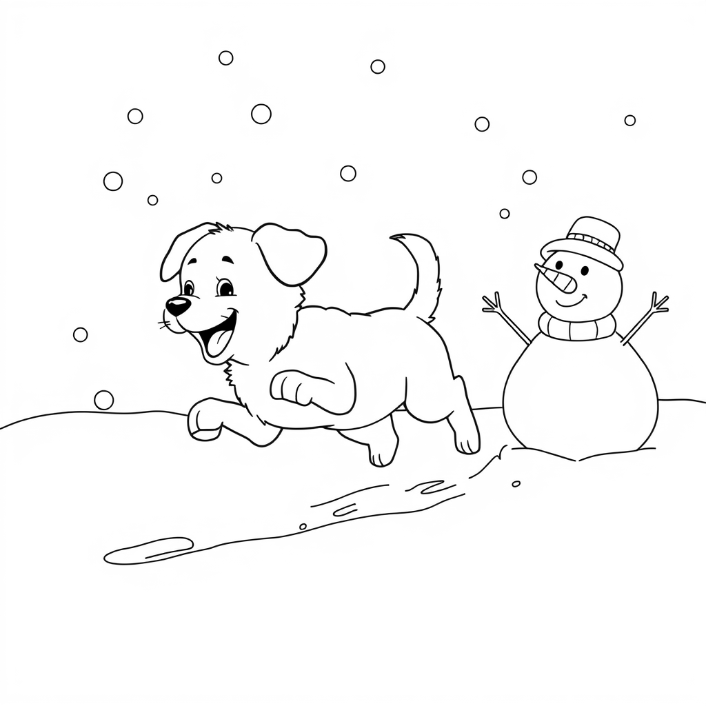 puppy-with-snowman