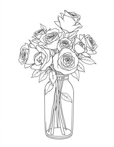 A Bottle Filled With Delicate Roses