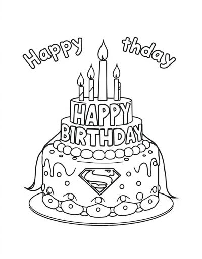 Happy Birthday Cake With Superhero Theme